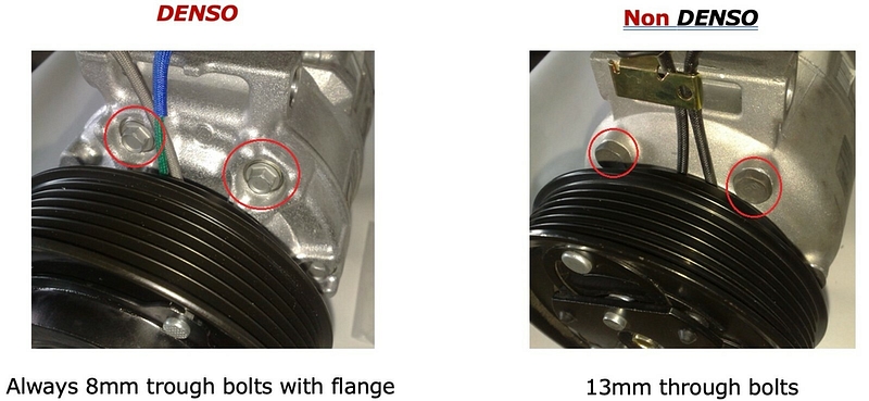 Counterfeit DENSO compressors bolts