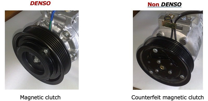 Counterfeit DENSO compressors magnetic clutch